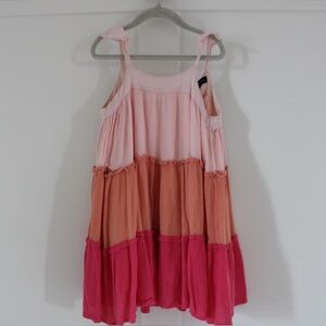 French Connection Pink and Orange Tiered Kids Dress